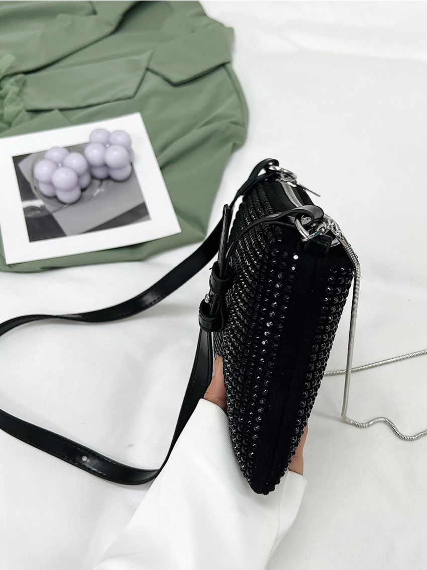 Mini Rhinestone Decor Square Bag