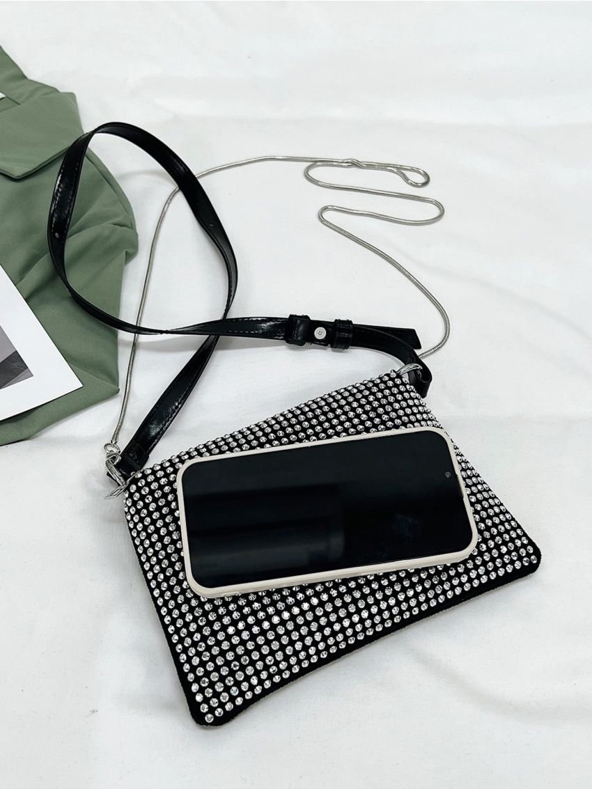 Mini Rhinestone Decor Square Bag