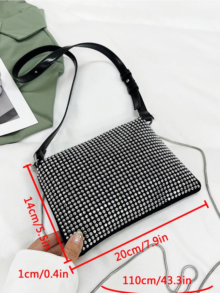 Mini Rhinestone Decor Square Bag