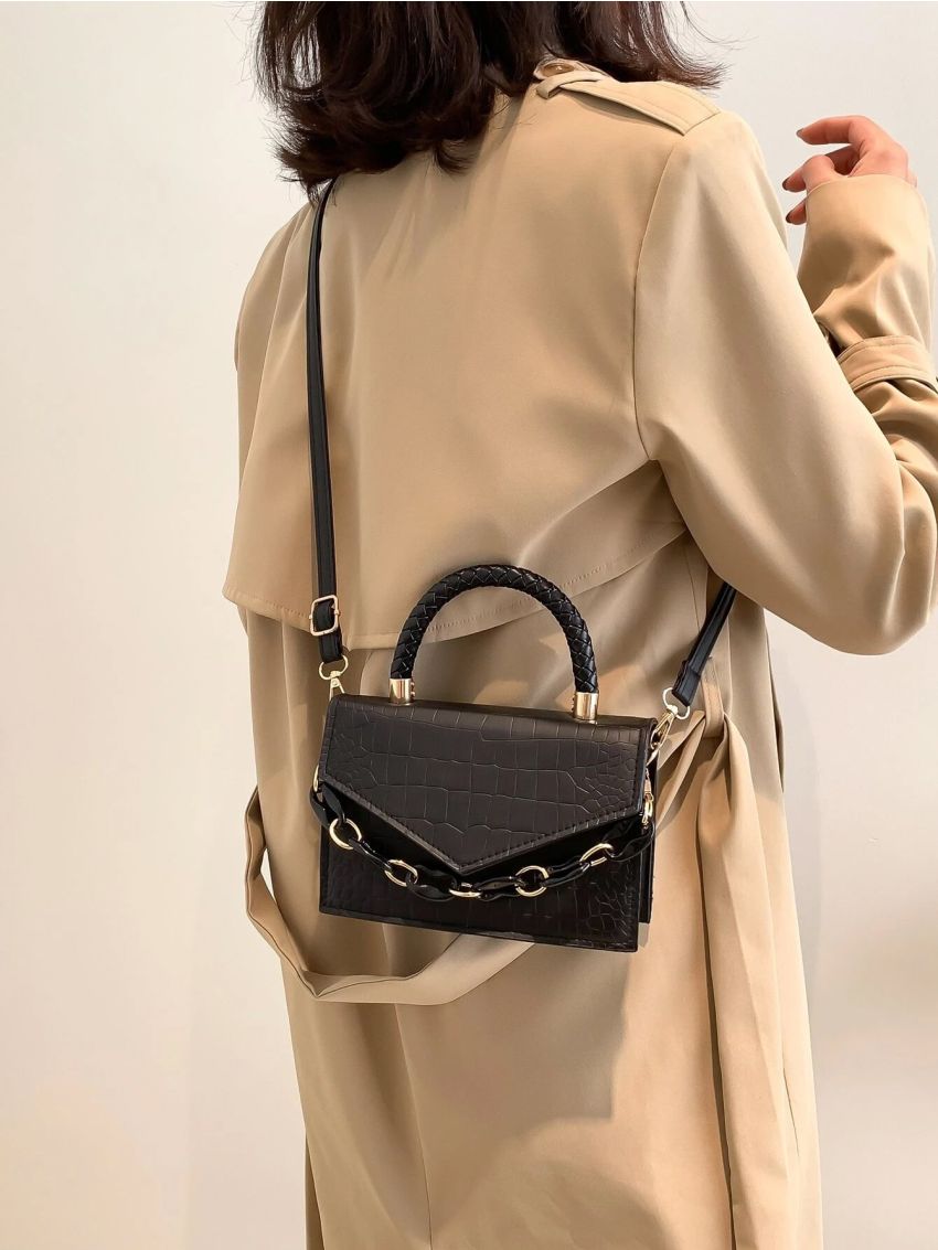 Mini Crocodile Embossed Square Bag