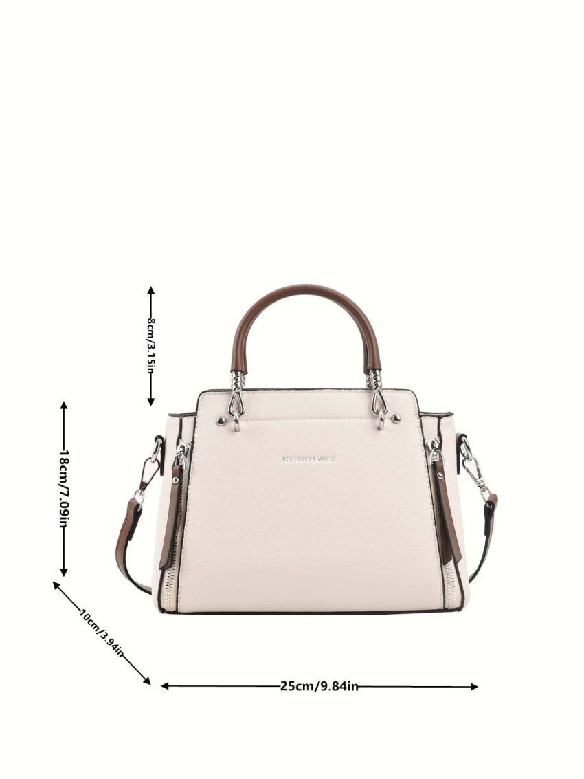 Letter Graphic Contrast Binding Square Bag