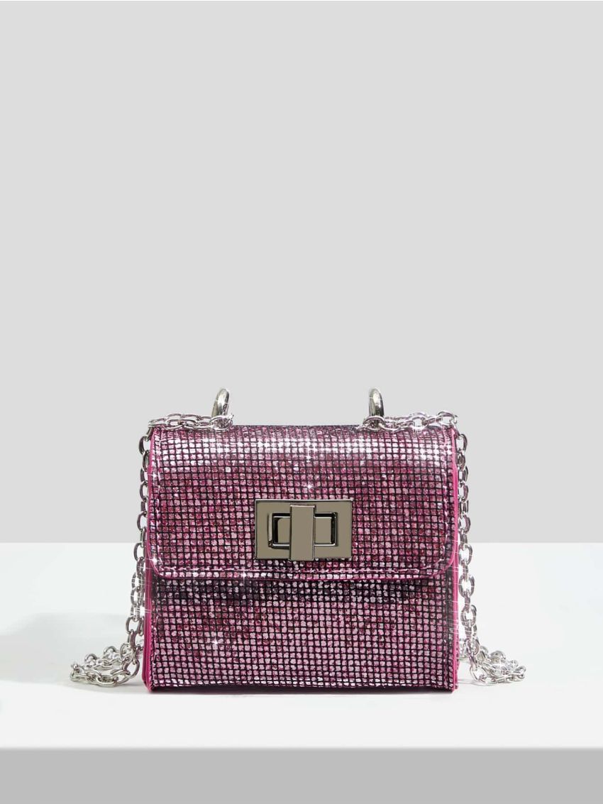 Mini Sequin Decor Flap Square Bag
