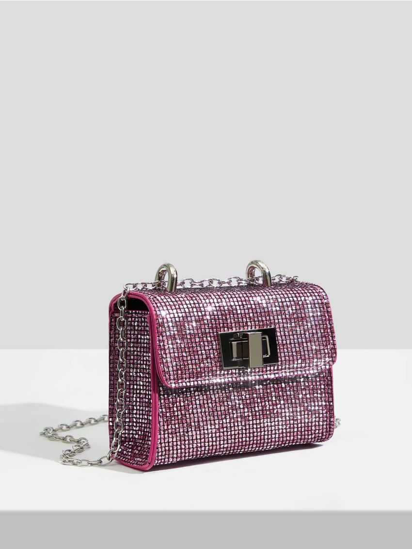 Mini Sequin Decor Flap Square Bag