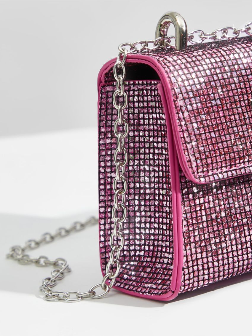 Mini Sequin Decor Flap Square Bag