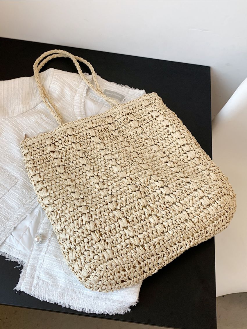 Minimalist Double Handle Straw Bag
