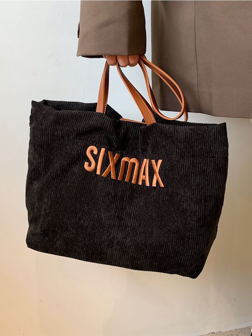 Letter Embroidered Shopper Bag