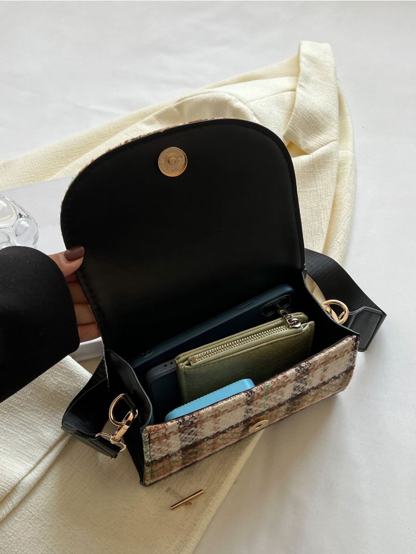 Mini Plaid Flap Square Bag