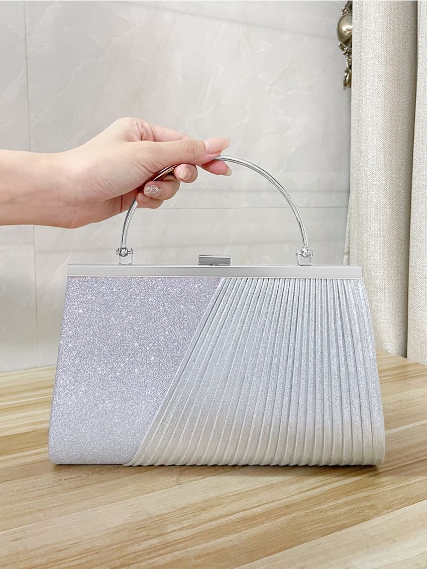 Glitter Ruched Detail Square Bag
