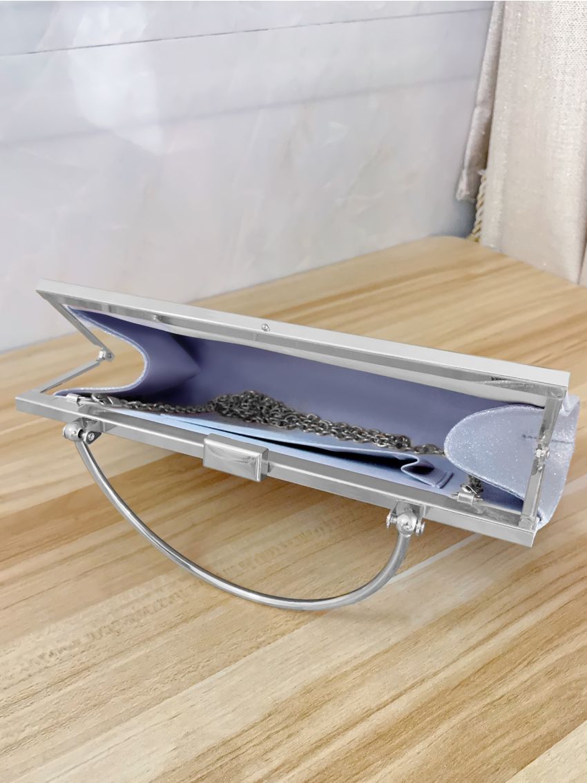 Glitter Ruched Detail Square Bag