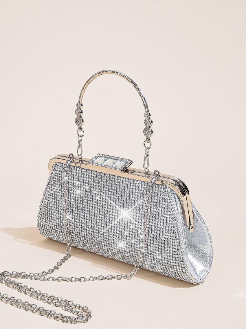 Rhinestone Decor Chain Evening Bag