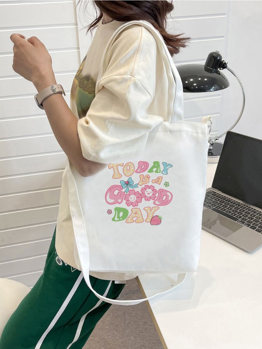 Letter Print Shopper Bag