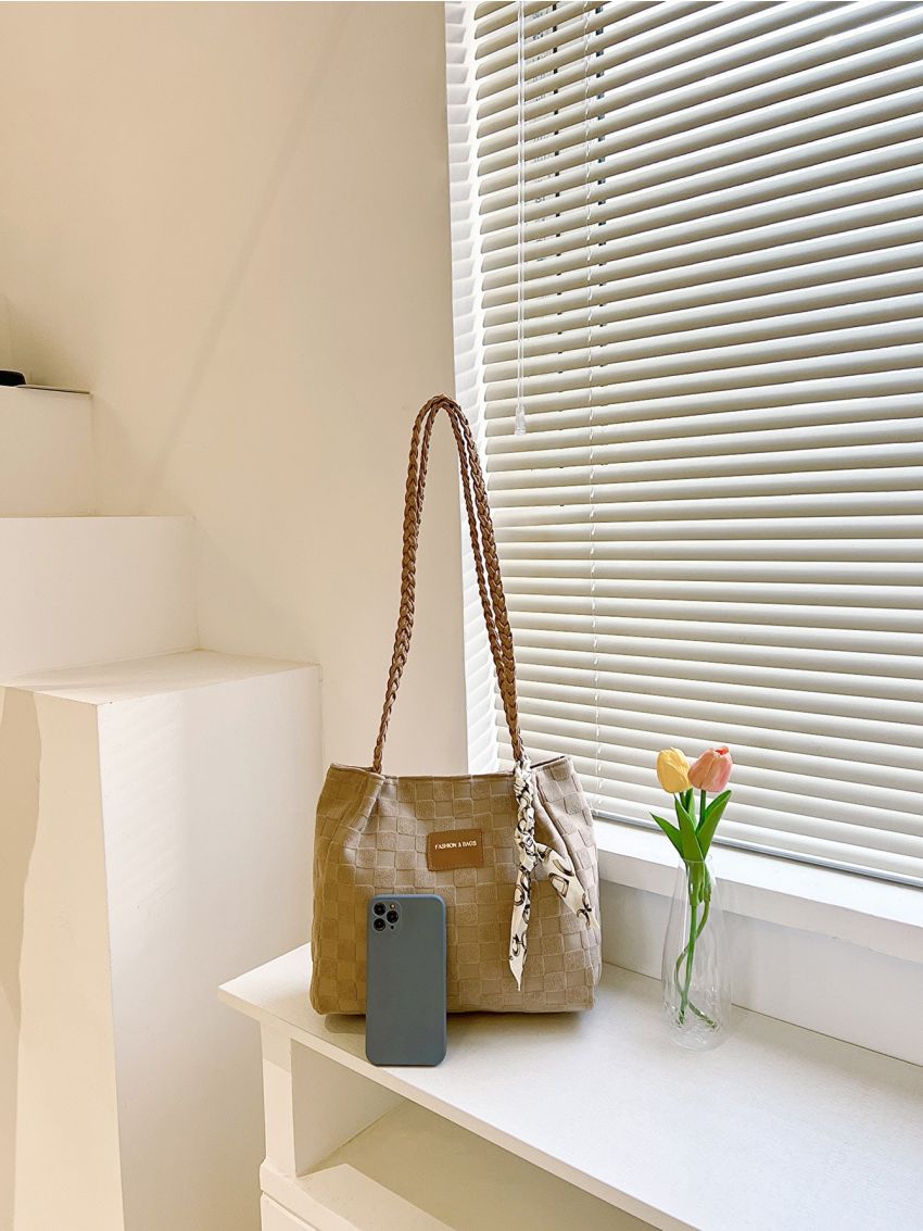 Twilly Scarf Decor Shoulder Tote Bag, Mothers Day Gift For Mom