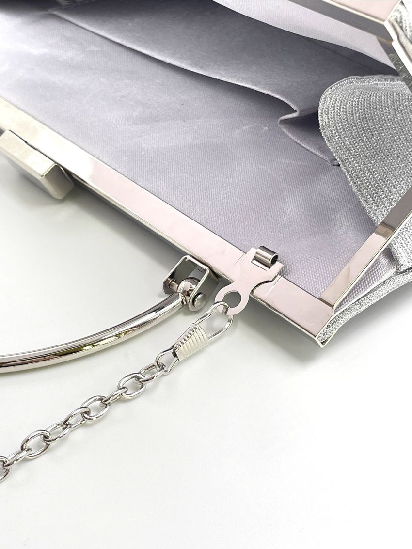 Medium Ruched Bag Silver Metal Decor Top Handle