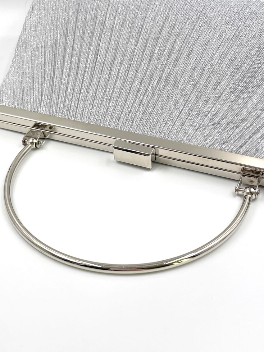 Medium Ruched Bag Silver Metal Decor Top Handle