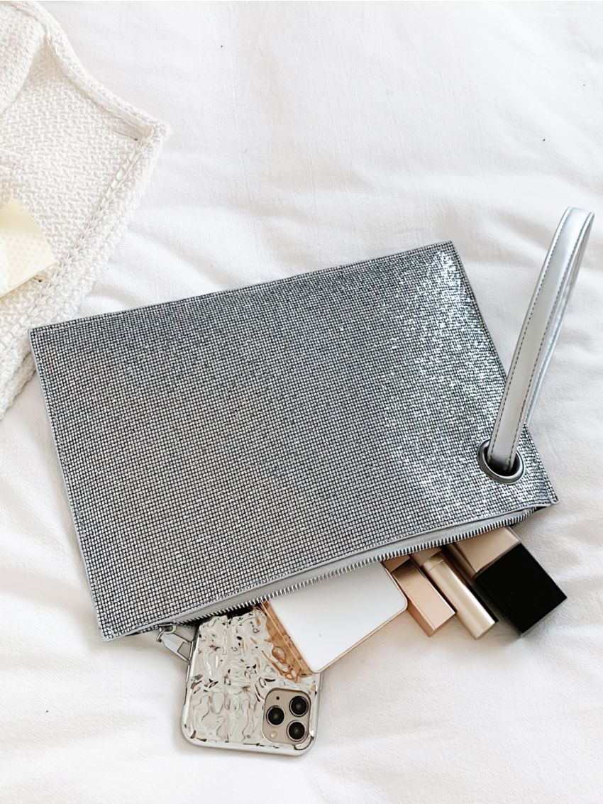 Glitter Grommet Eyelet Decor Square Bag