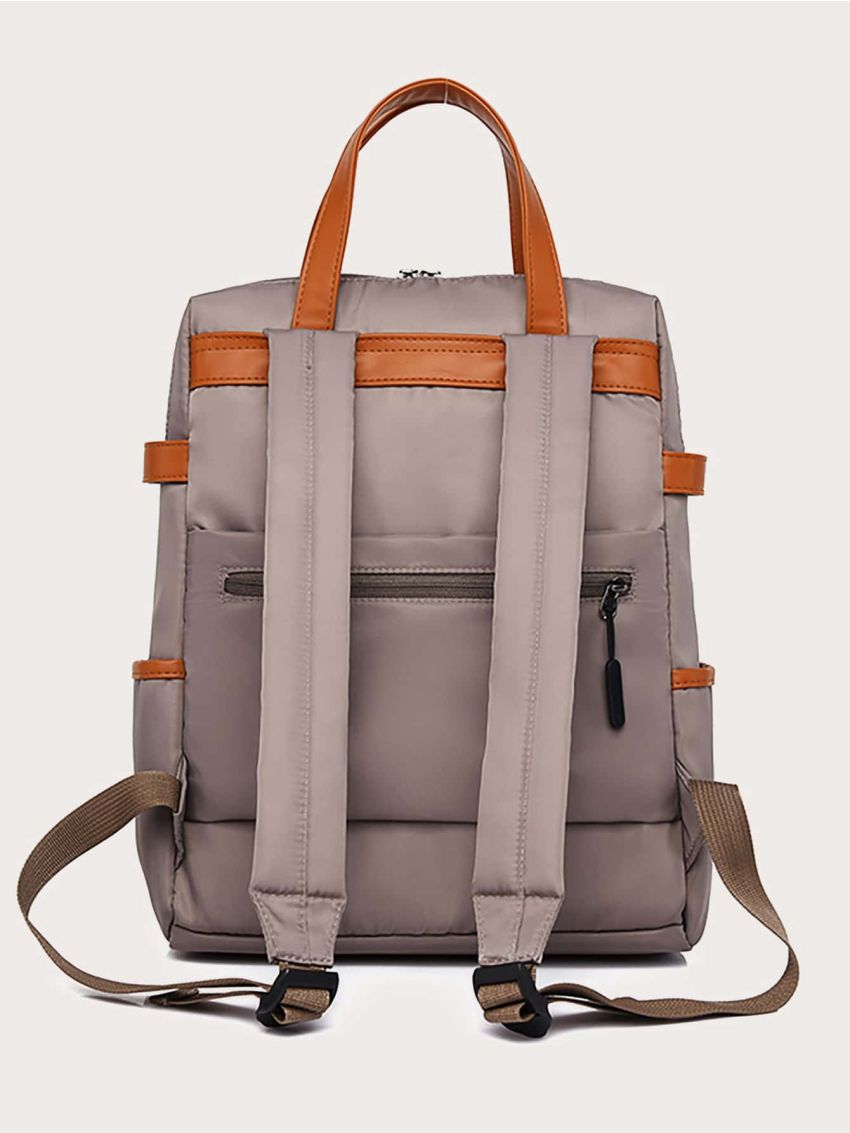 Minimalist Patch Decor Functional Backpack