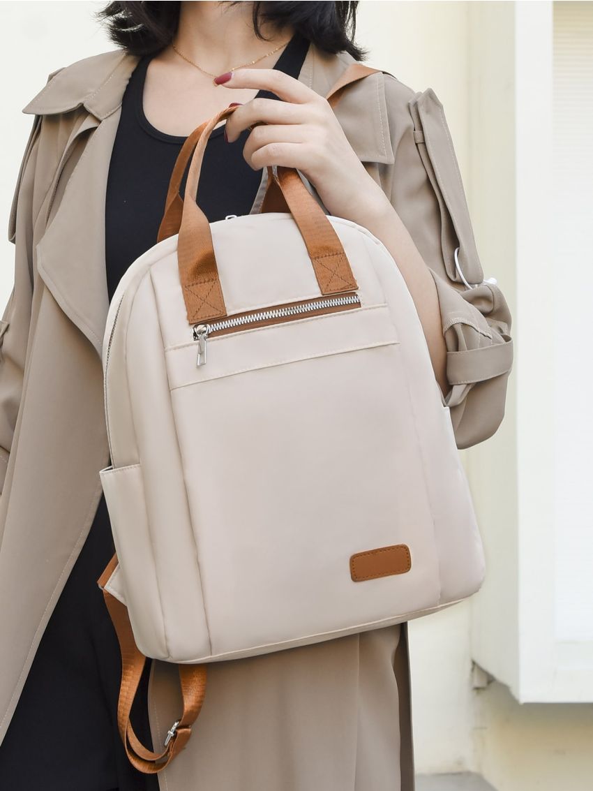 Letter Patch Decor Functional Backpack