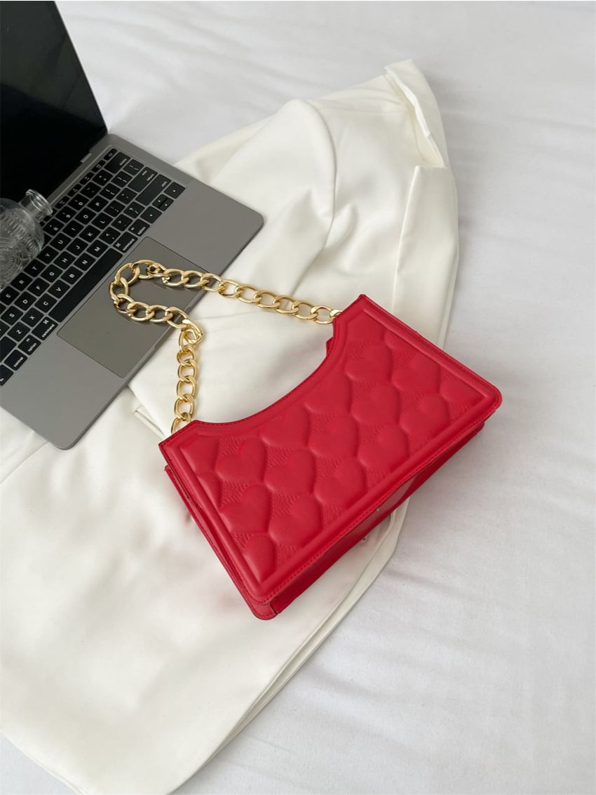 Heart Graphic Baguette Bag