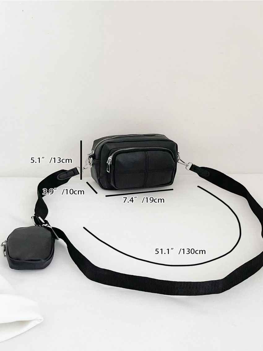 Mini Stitch Detail Square Bag With Coin Purse