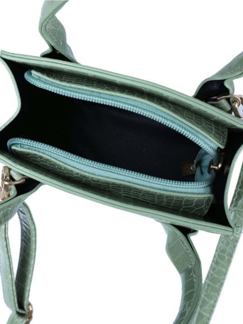 Croc Embossed Satchel Bag