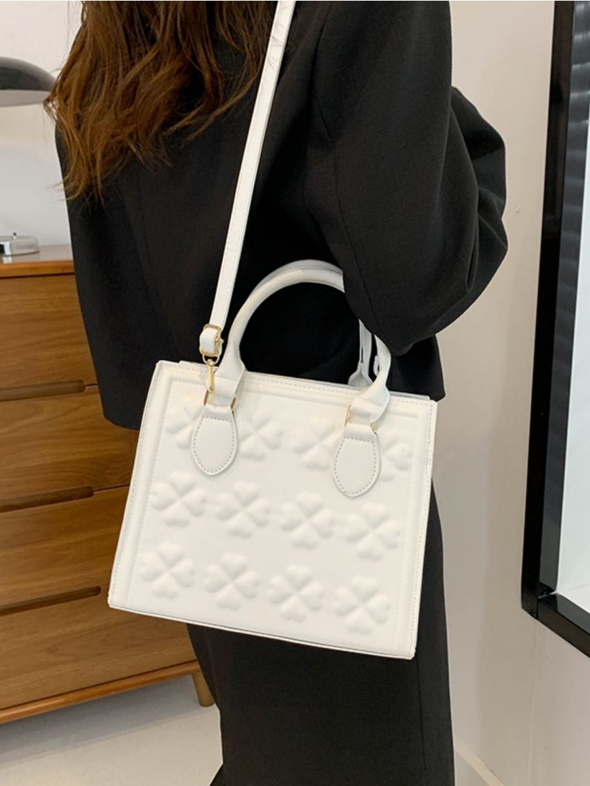 Four-leaf Clover Embossed Square Bag