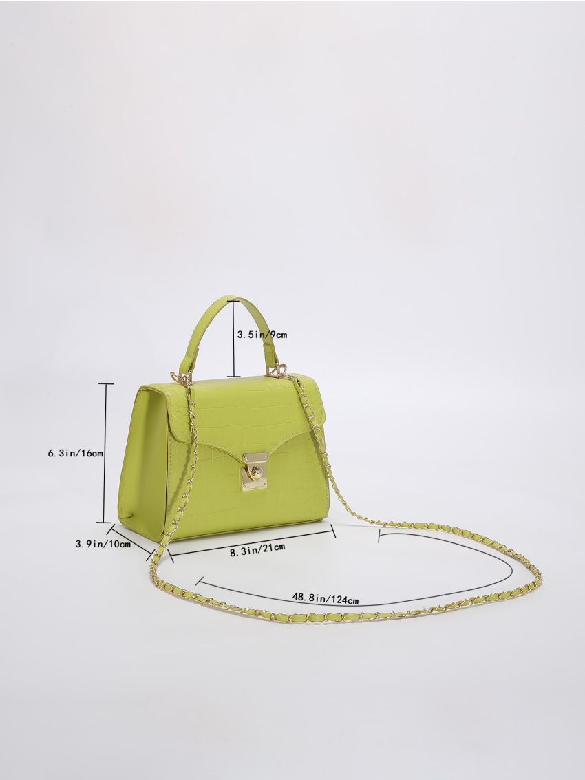 Geometric Embossed Metal Decor Flap Square Bag