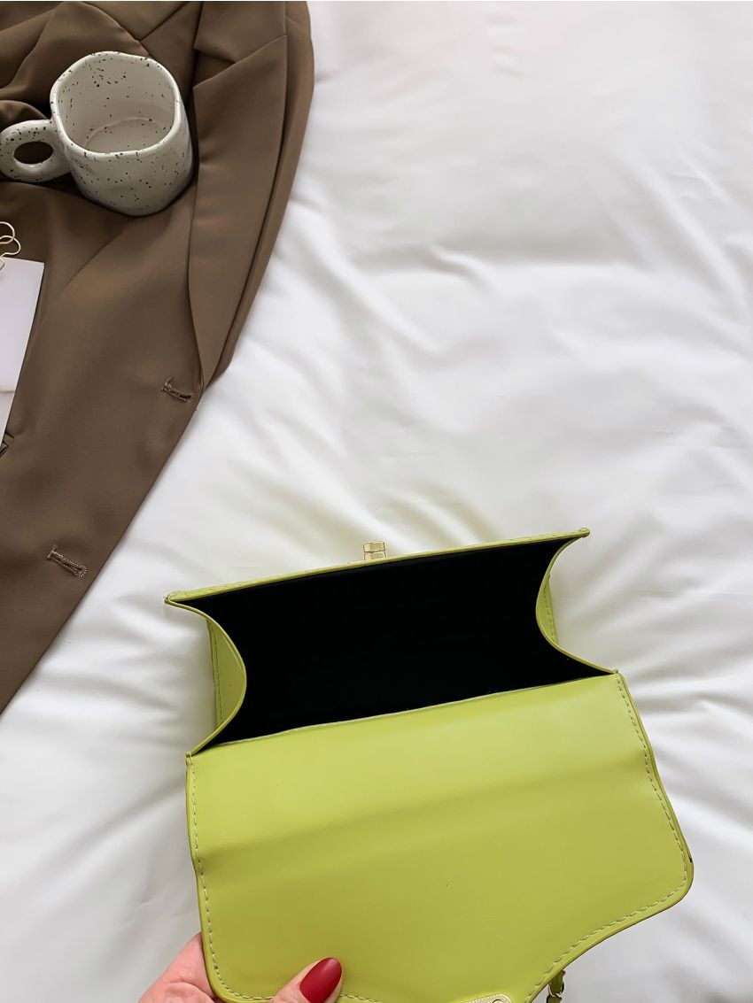 Geometric Embossed Metal Decor Flap Square Bag