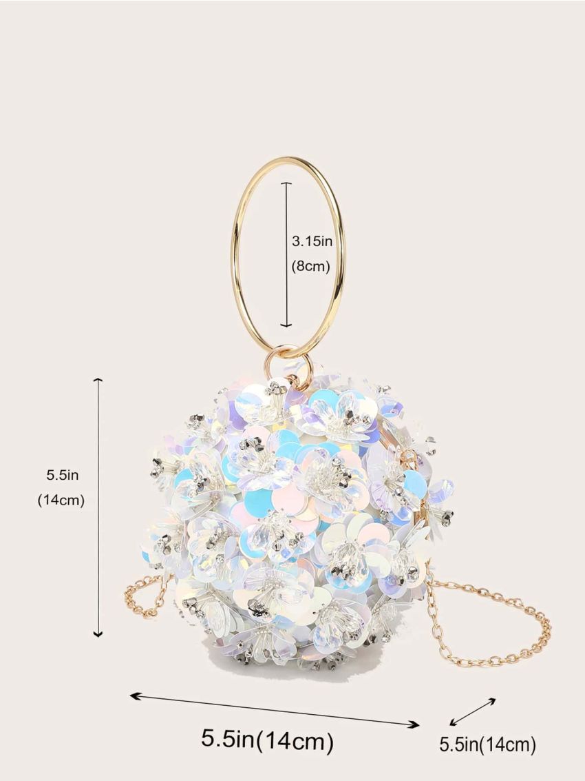 Mini Rhinestone & Applique Decor Circle Bag