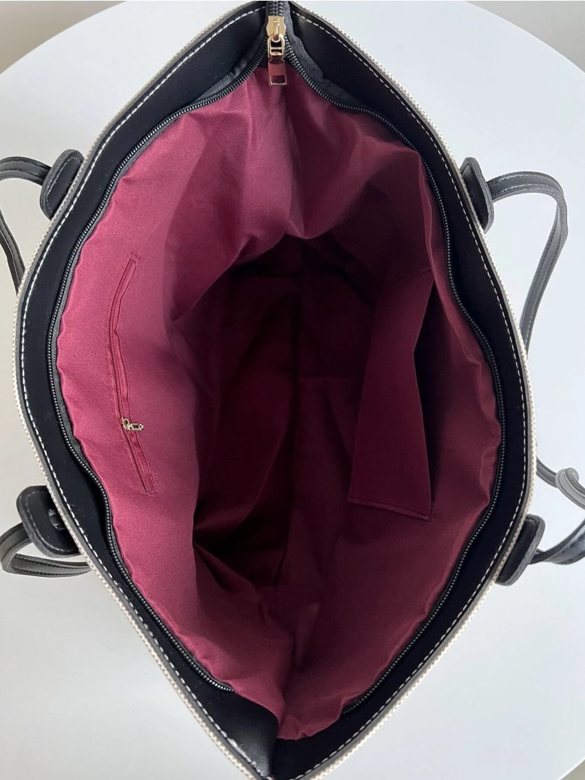 Letter Patch Shoulder Tote Bag