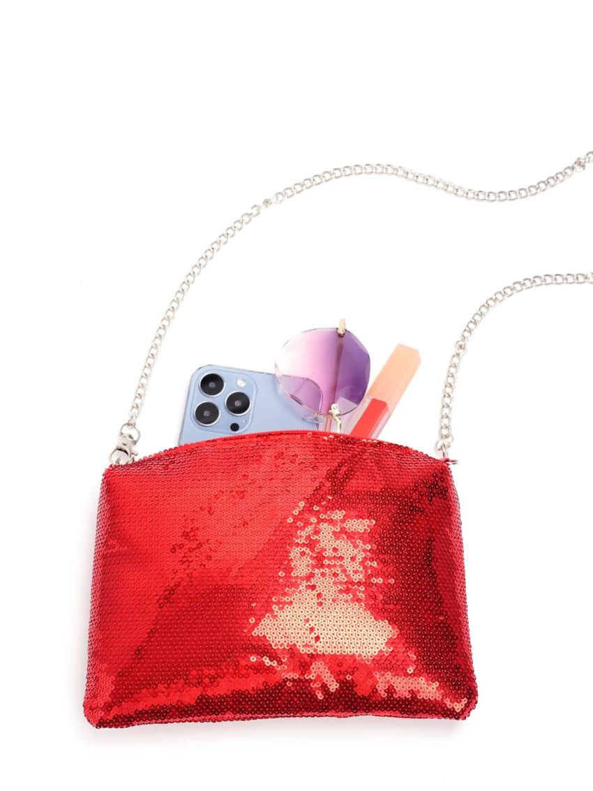 Sequin Chain Square Bag