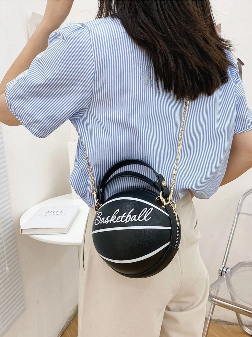Women's Shoulder Bag, Novelty Bag, Basketball Shaped Chain Bag