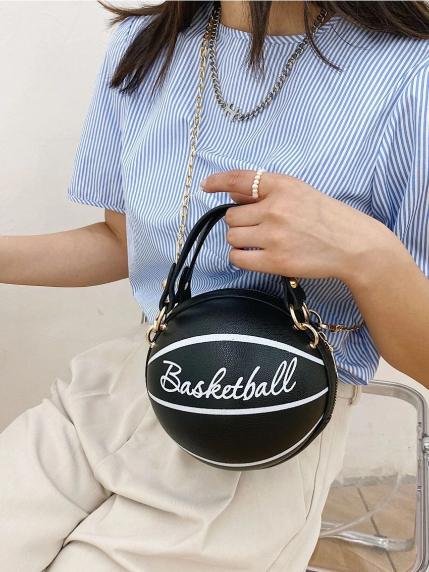 Women's Shoulder Bag, Novelty Bag, Basketball Shaped Chain Bag