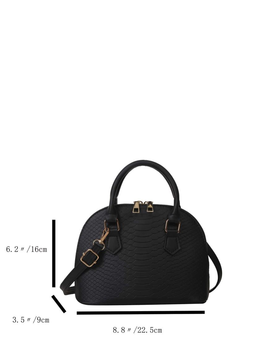 Small Dome Bag Geometric Embossed Minimalist PU