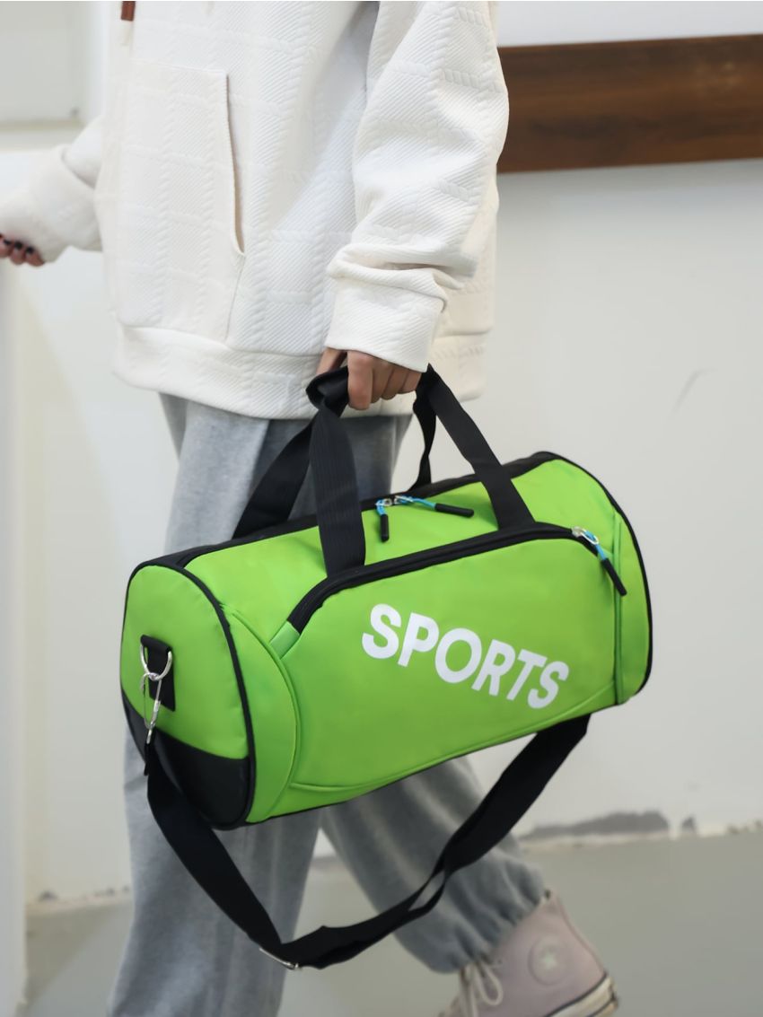 Letter Graphic Gym Bag Green Sporty