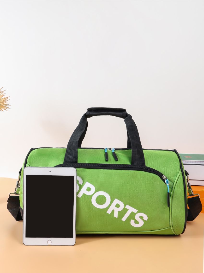 Letter Graphic Gym Bag Green Sporty
