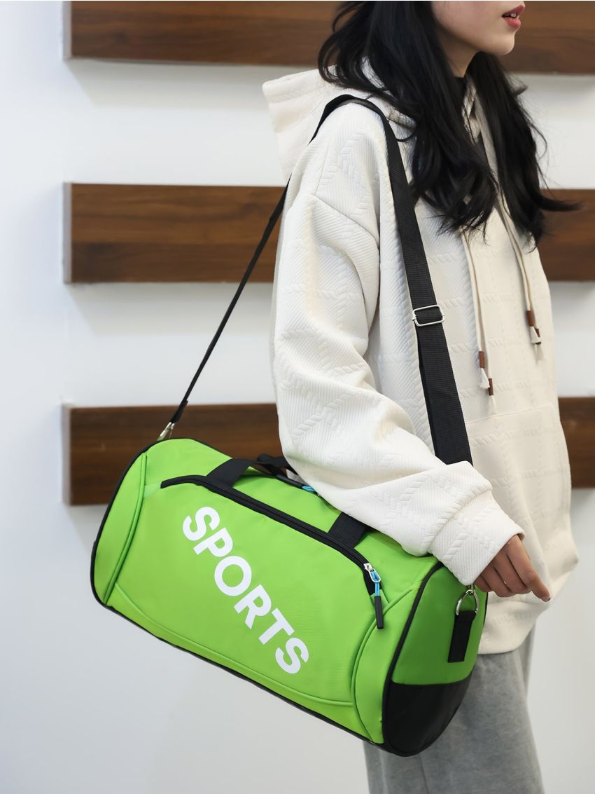 Letter Graphic Gym Bag Green Sporty