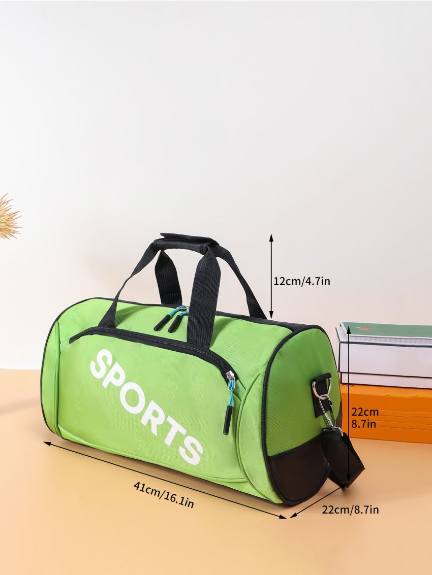 Letter Graphic Gym Bag Green Sporty
