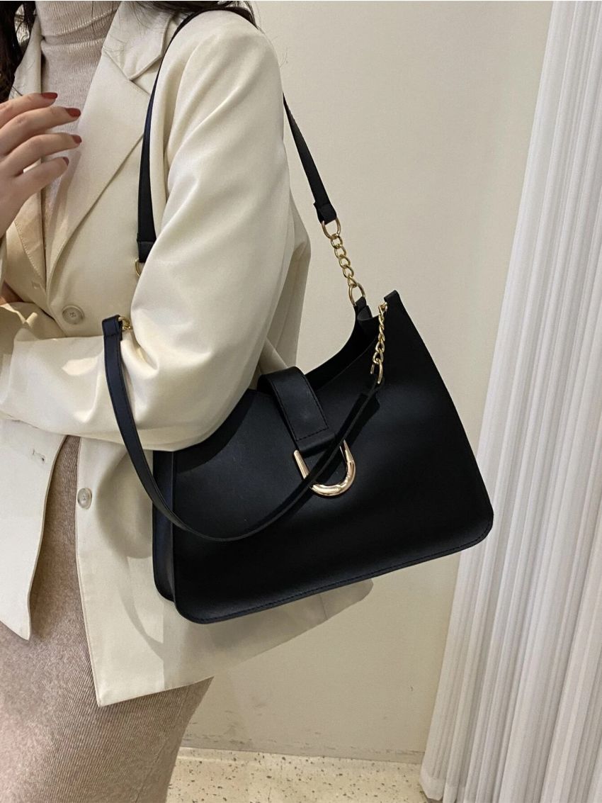 Metal Decor Shoulder Tote Bag