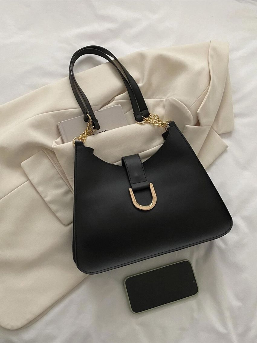 Metal Decor Shoulder Tote Bag