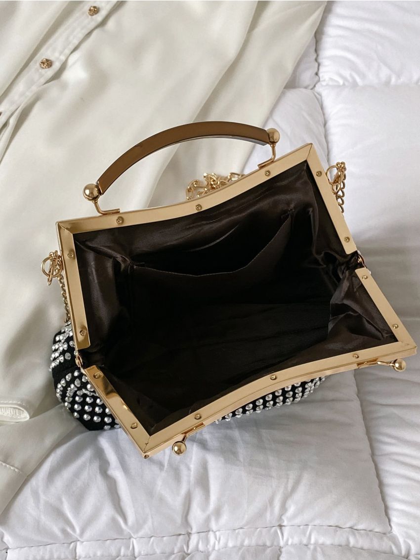Mini Rhinestone Decor Chain Square Bag