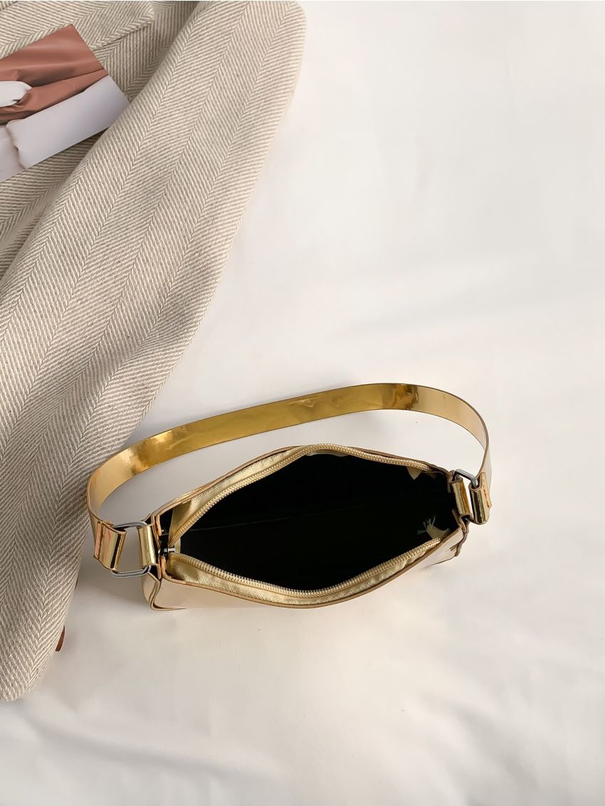 Mini Metallic Quilted Detail Hobo Bag