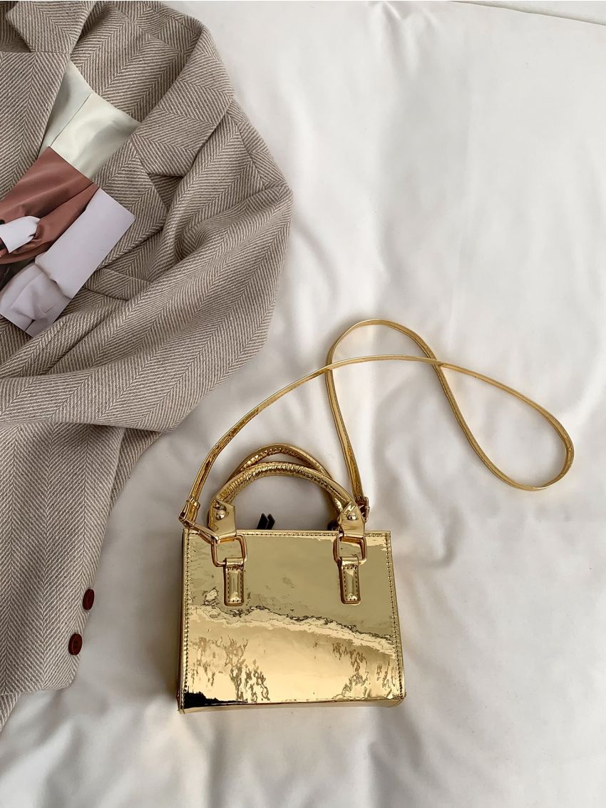Mini Metallic Double Handle Square Bag