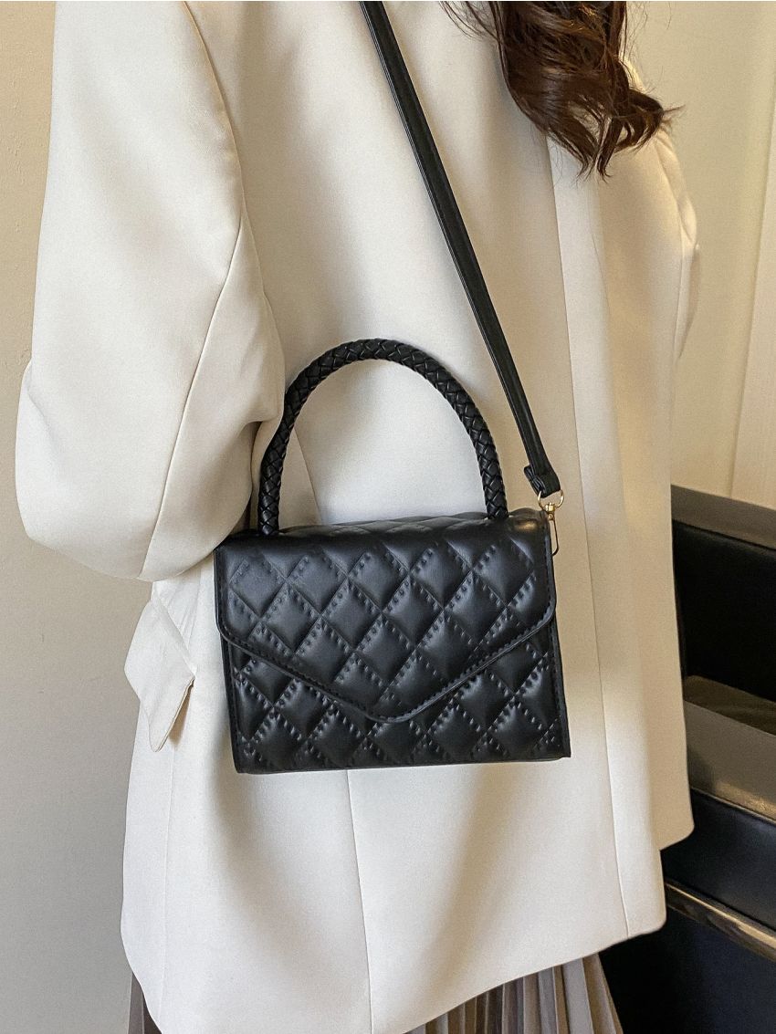 Mini Argyle Quilted Flap Square Bag