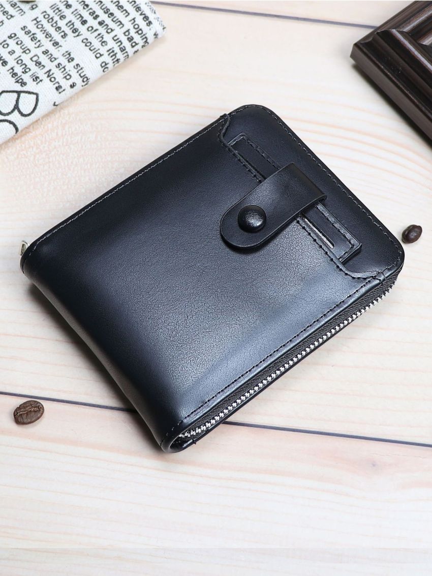 Black Small Wallet Zipper Around