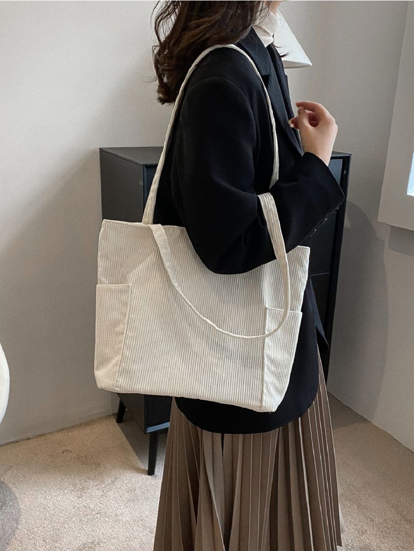 Minimalist Corduroy Shopper Bag
