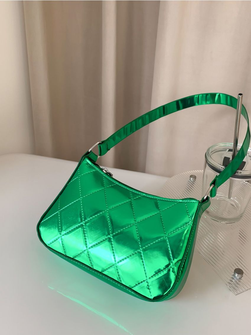 Mini Metallic Stitch Detail Hobo Bag