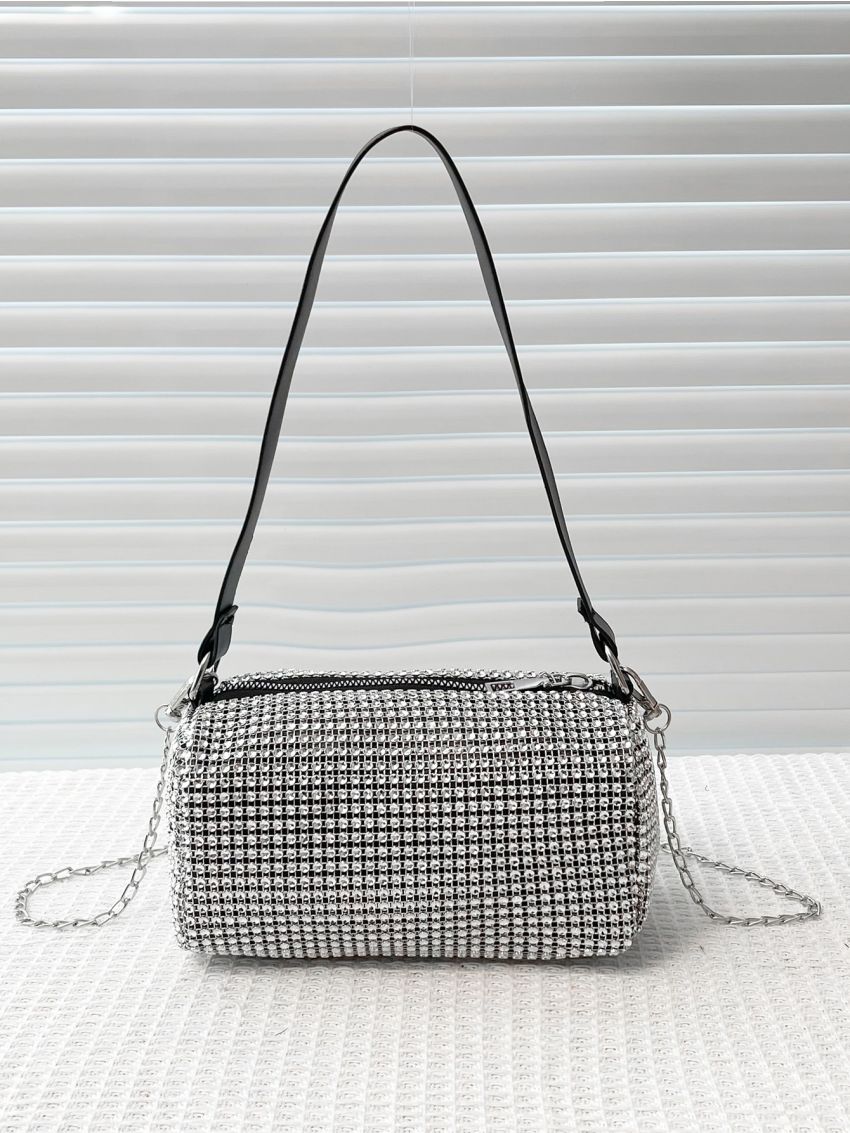 Rhinestone Decor Square Bag