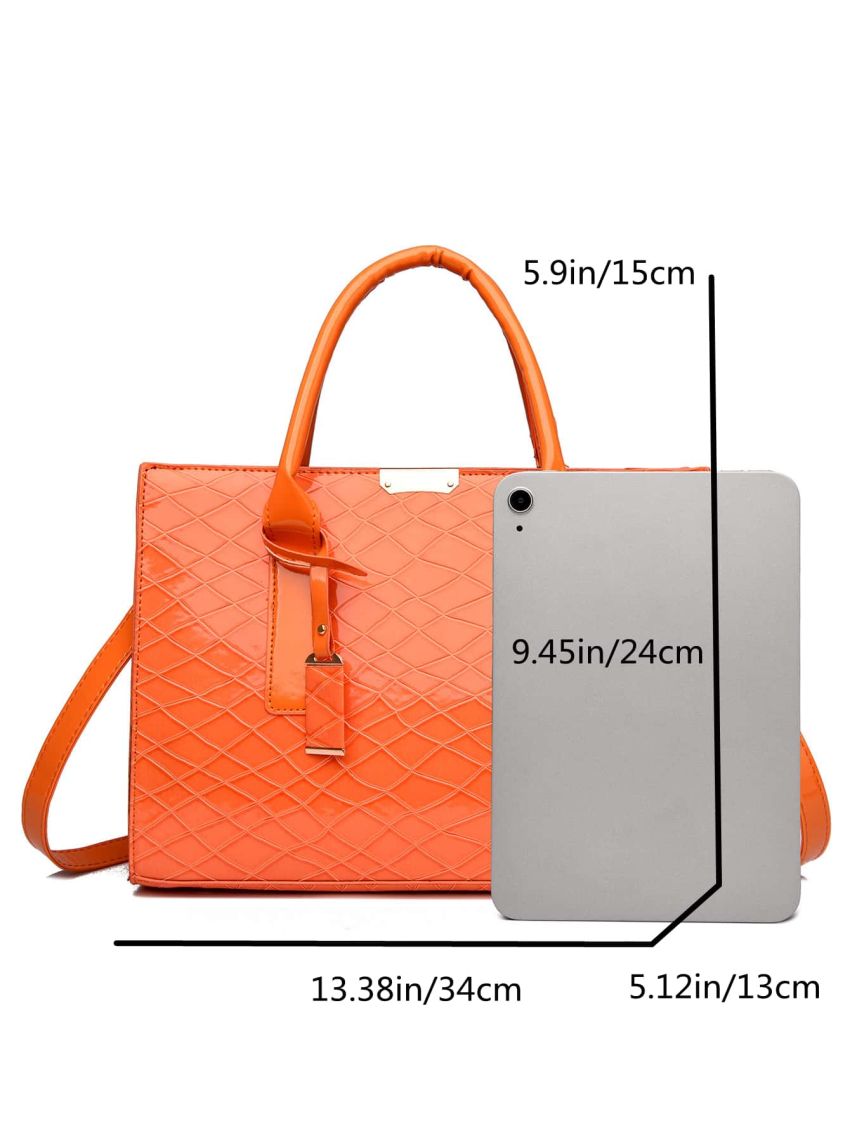 3pcs Neon Orange Tote Bag Set, Best Work Bag For Women