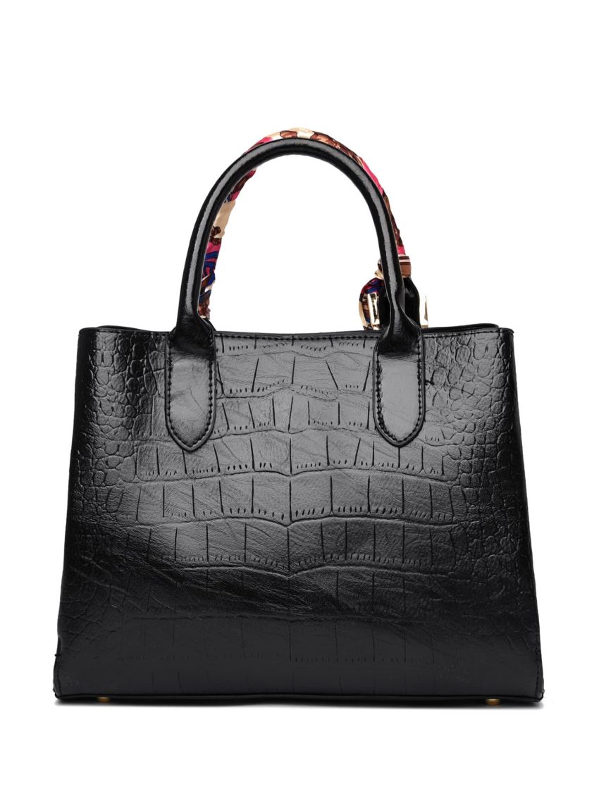 Crocodile Embossed Twilly Scarf Decor Square Bag
