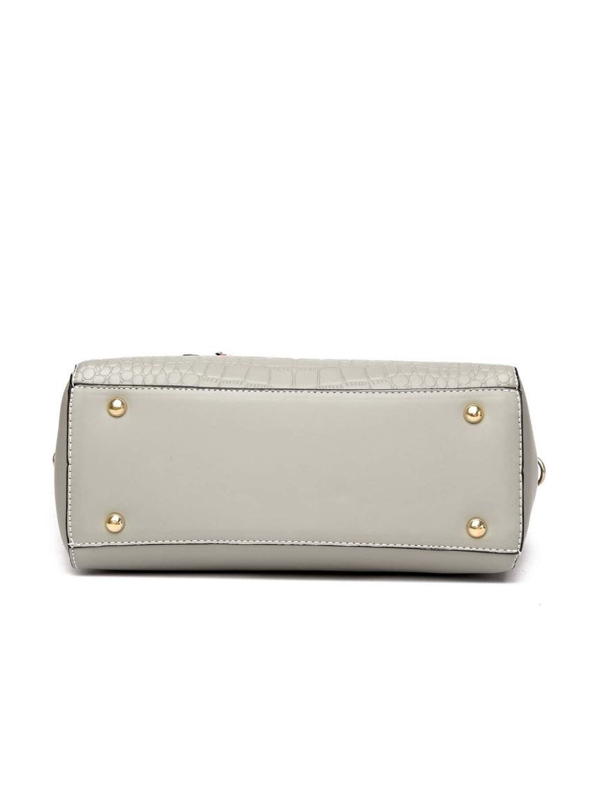 3pcs Crocodile Embossed Twilly Scarf Decor Square Bag Set